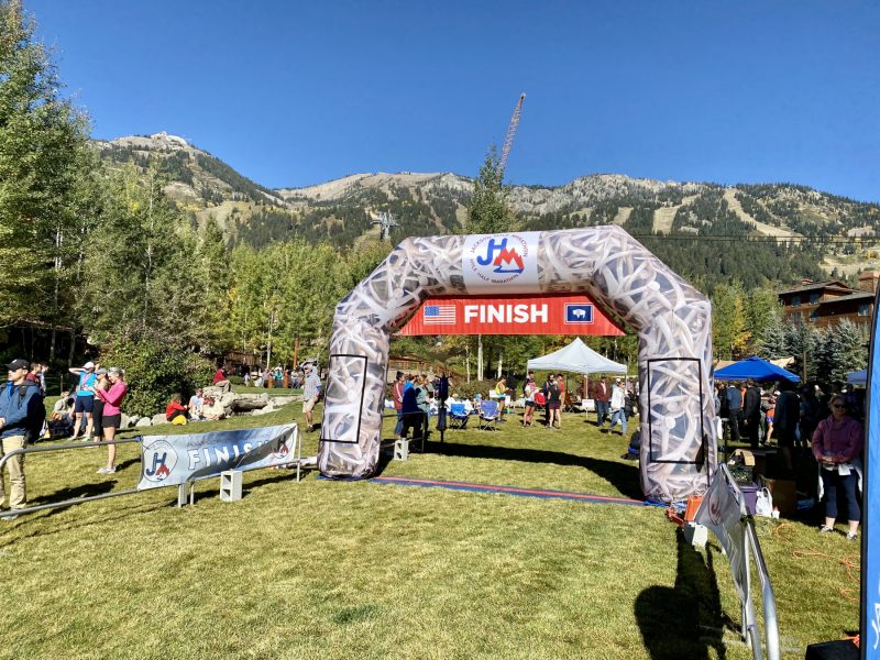 run for Batten disease | Batten Disease News | The inflatable finish line at the end of the Jackson Hole Half Marathon race in Wyoming