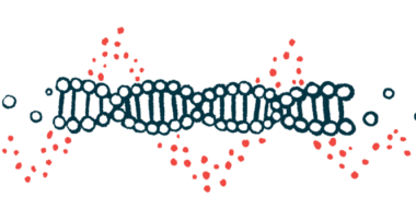 An illustration of a DNA strand highlights its double-helix structure.