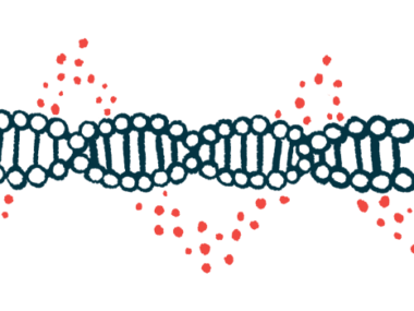An illustration of a DNA strand highlights its double-helix structure.