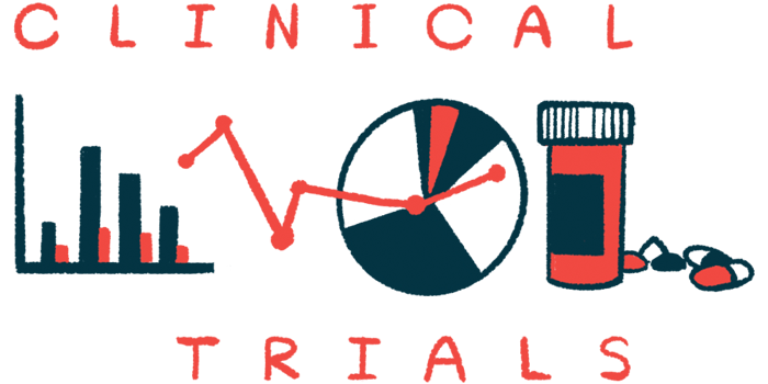 A bar graph, a pie chart, and a bottle of prescription medication are used to illustrate potential clinical trial results.