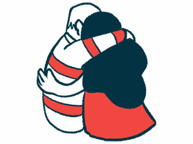 Illustration of two people hugging.