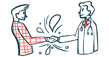 Two people shake hands after making a deal.