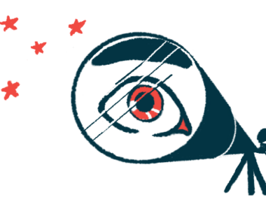 A human eye is highlighted in the lens of a telescope as a person looks at the stars.