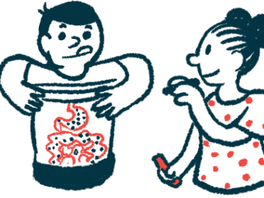 A child holds up his shirt while another child draws bacteria shapes on his stomach.