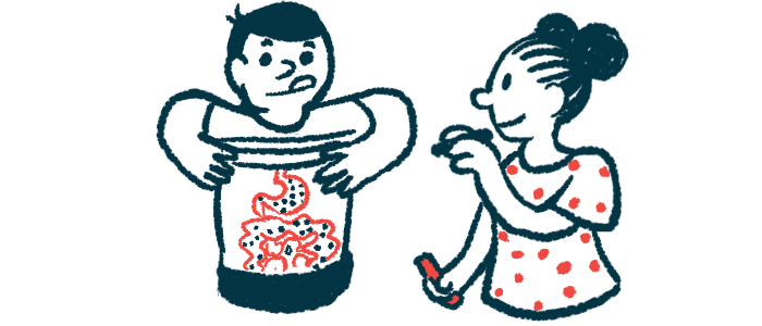 A child holds up his shirt while another child draws bacteria shapes on his stomach.